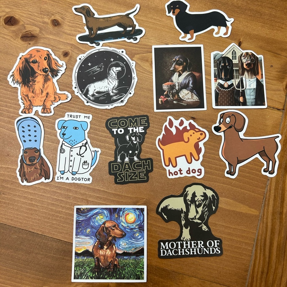 13 dachshund/dog stickers
